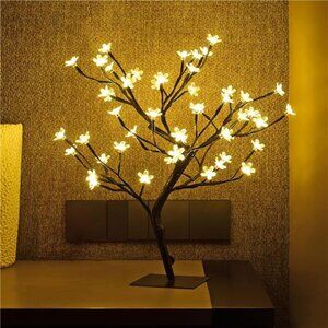 LIGHTSHARE 18 Inch Cherry Blossom Bonsai Tree, 48 LED Lights, 24V UL Listed